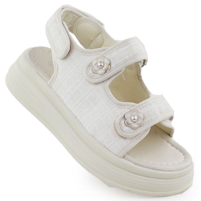 Women's cream platform sandals Potocki PY16337 Footwear Your Sports Performance