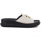 Women's beige leather wedge sandals S.Barski KV61-6046 S.Barski