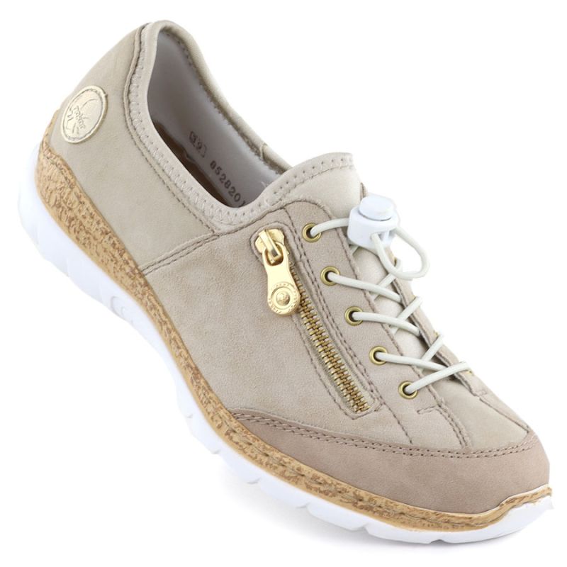 Rieker N42F1-60 women's leather slip-on shoes in beige To be categorized Your Sports Performance
