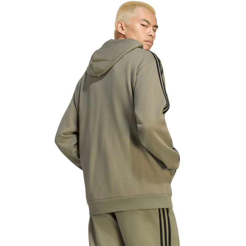 Men's adidas Essentials 3-Stripes French Terry Hoodie Olive KY4204