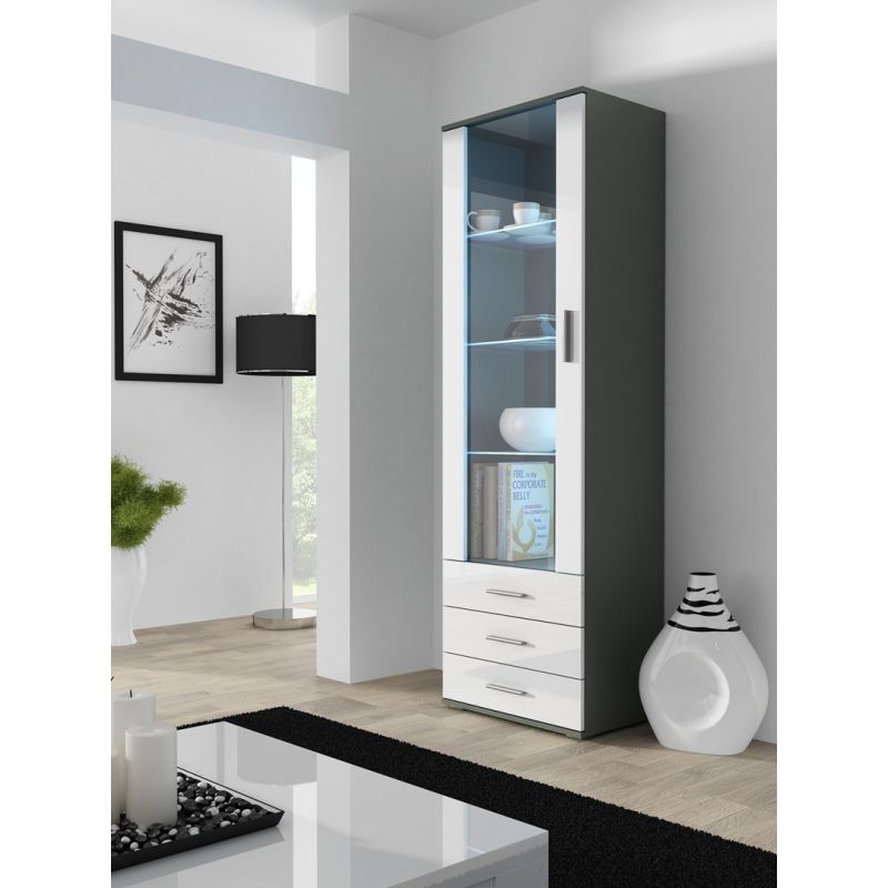 SOHO S1 display cabinet, grey/white gloss Bufety i witryny/Bufety i witryny na drewnianej podstawie Your Sports Performance