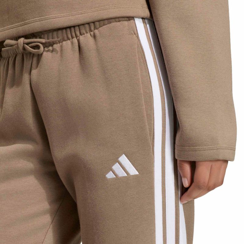 Women's adidas Essentials 3-Stripes Fleece Slim Pants Beige KF8317