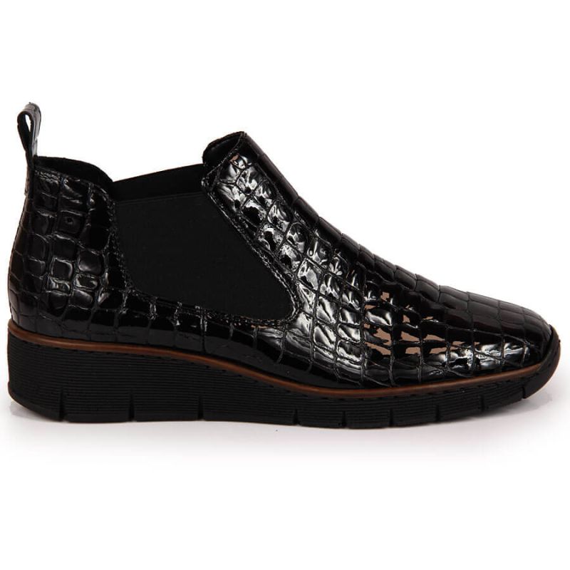 Rieker W R474 snakeskin leather ankle boots black