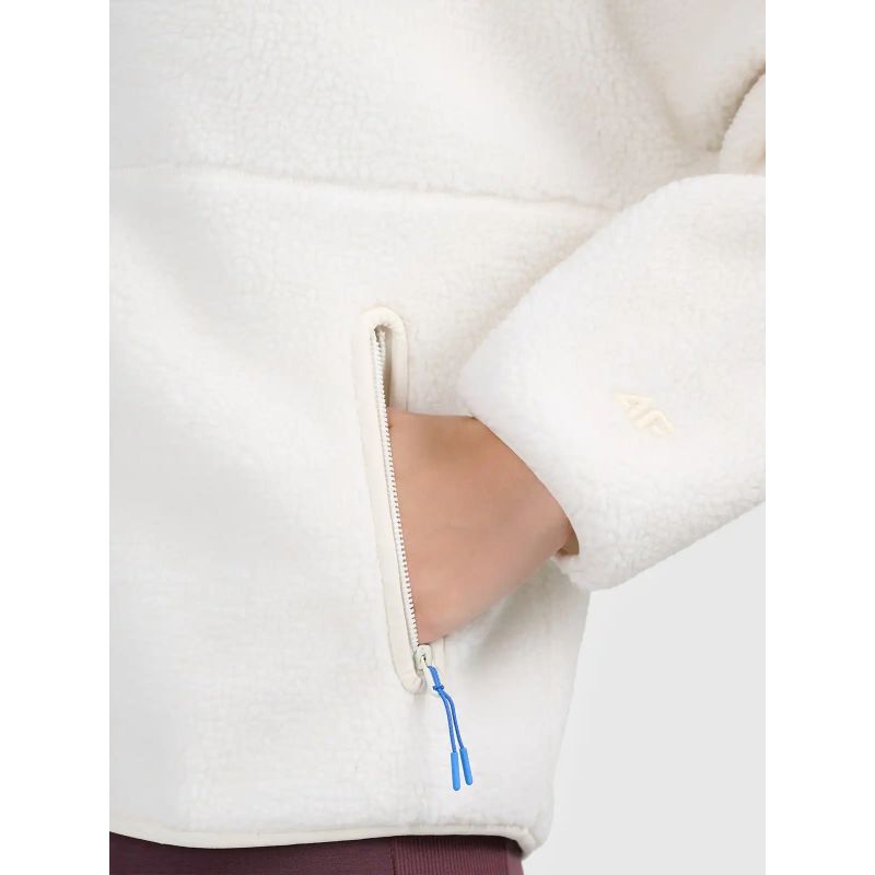 Women's loose sherpa fleece with stand-up collar 4F 4FWAW26TFLEF463-11S