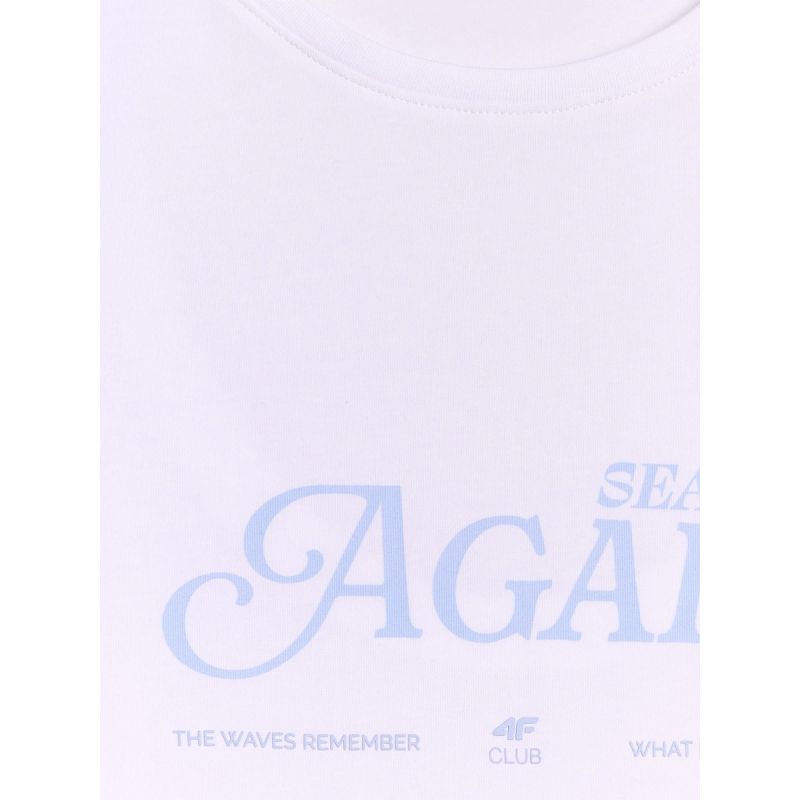 Women's slim T-shirt with print 4F 4FRAW26TTSHF4373-10S