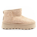 Lee Cooper women's winter snow boots, fashionable fur lined ankle boots, beige Lee Cooper