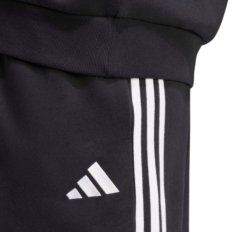 Men's adidas Essentials 3-Stripes Fleece Tapered Cuffed Pants Black KY6526