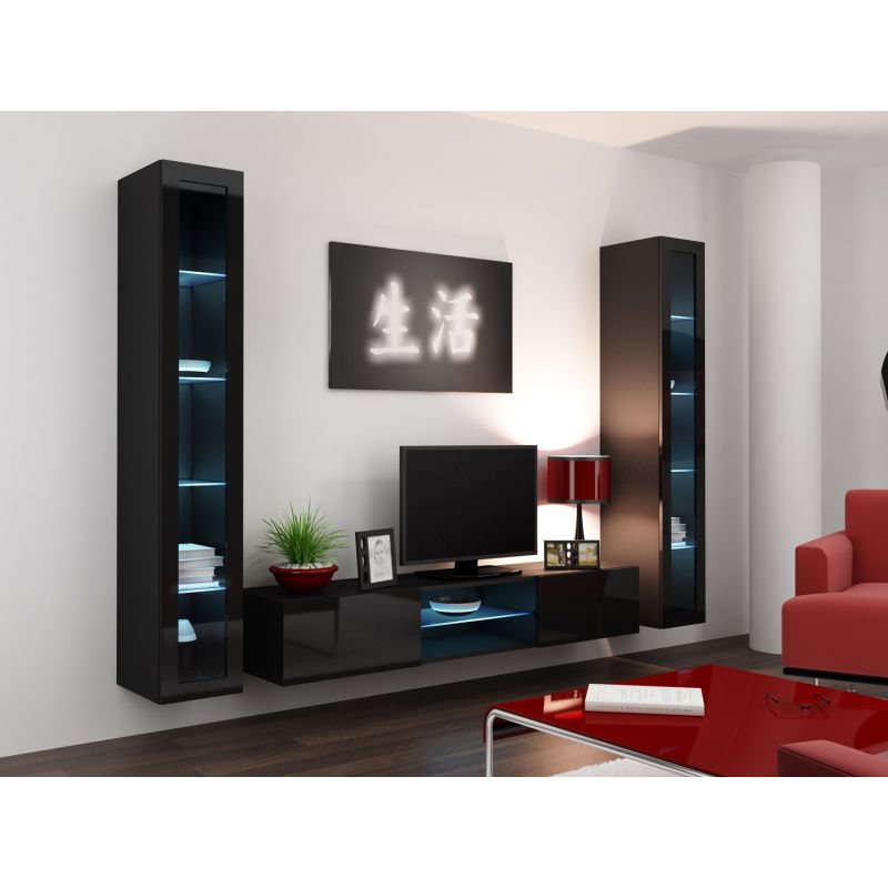 VIGO glass display cabinet '180' 180/40/30 black/black polished Bufety i witryny/Bufety i witryny na drewnianej podstawie Your Sports Performance
