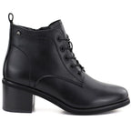 Women's leather lace-up high-heeled ankle boots, black, Vinceza EN27-133107