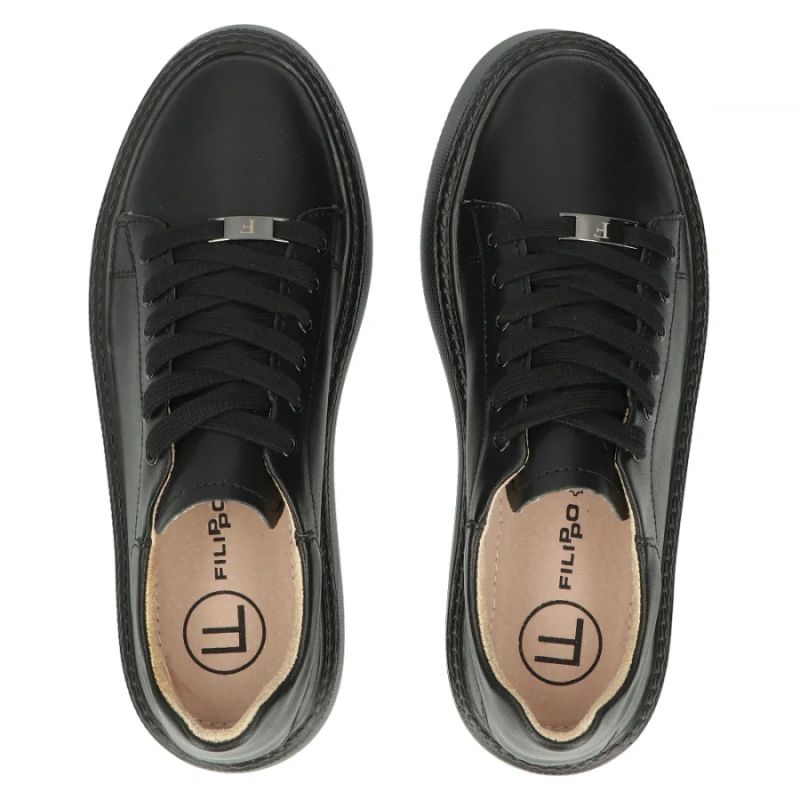 Women's leather platform sneakers, black, Filippo DP6119
