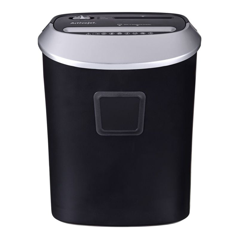 Activejet ASH-1201D shredder, P-3, 25 l, 5x38 mm shreds, 12 sheets, black and silver. Urządzenia biurowe/Niszczarki Your Sports Performance
