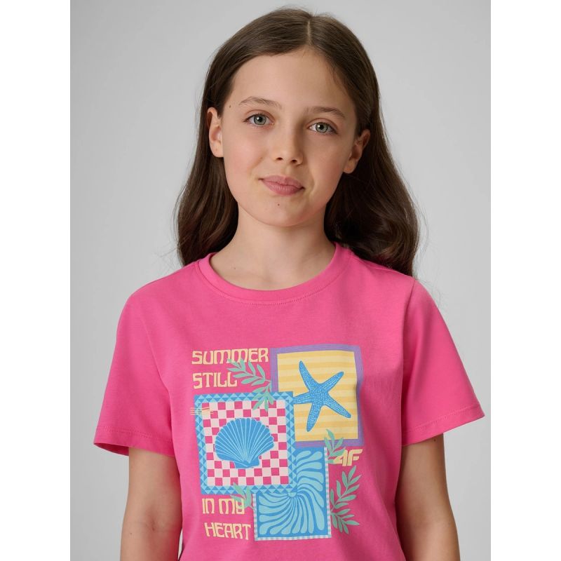 Girls' regular printed T-shirt 4F 4FJRSS26TTSHF4418-54S