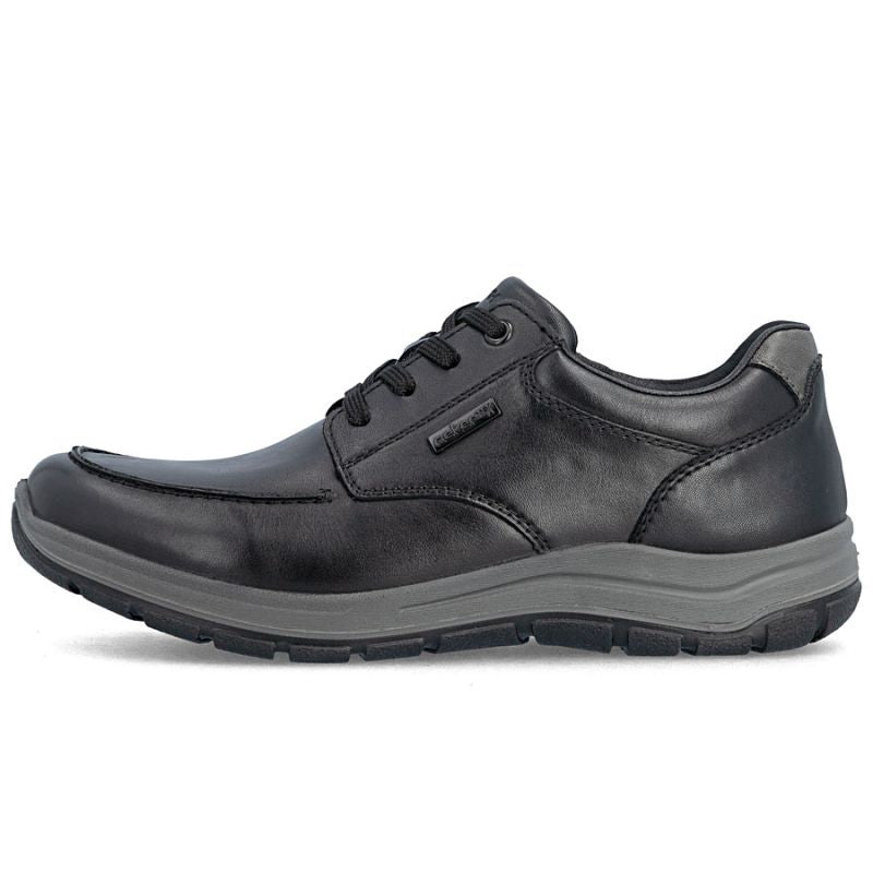 Men's comfortable leather shoes, width H, black, Rieker 03607-24