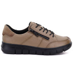 Women's beige leather platform shoes Vinceza 133130