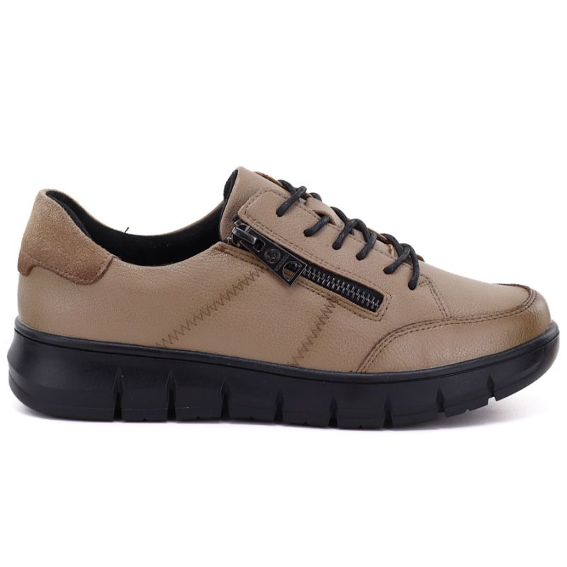 Women's beige leather platform shoes Vinceza 133130
