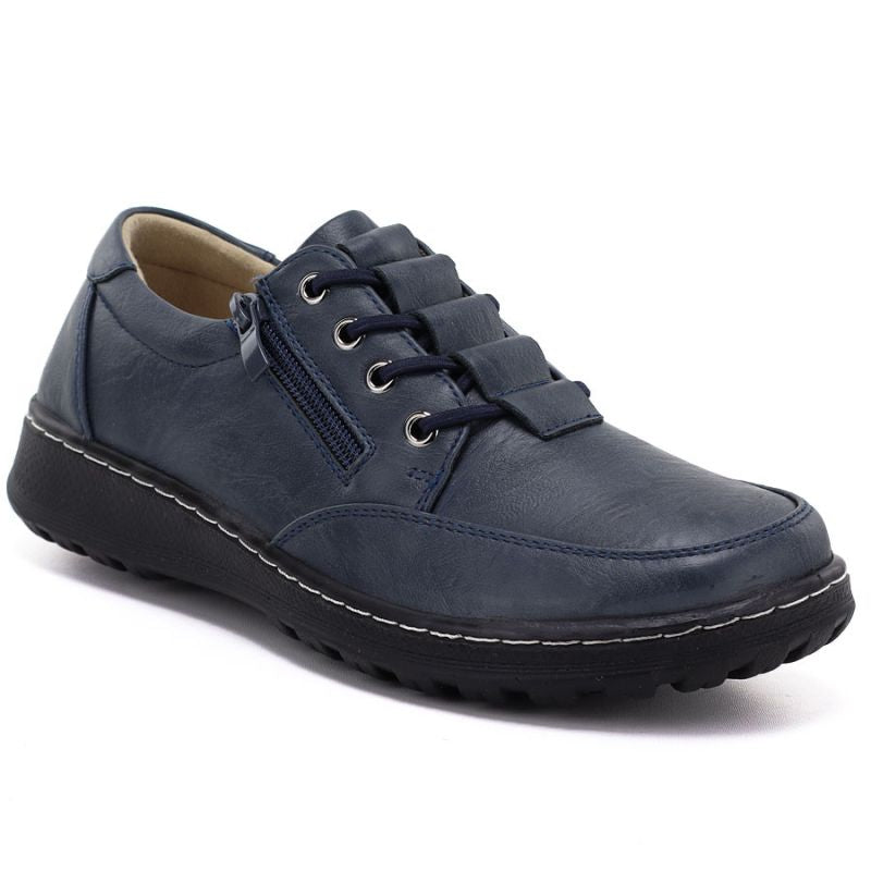 Comfortable women's shoes with zipper, navy blue, Potocki TO90407