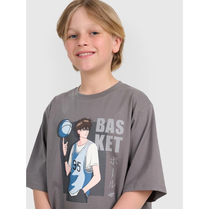 Boy's oversize T-shirt with print 4F 4FJRAW25TTSHM3062-24S *Kategoria tymczasowa Your Sports Performance