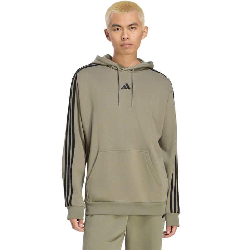 Men's adidas Essentials 3-Stripes French Terry Hoodie Olive KY4204