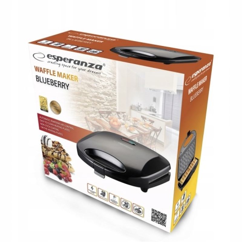 Esperanza BLUEBERRY EKT008 waffle maker (1000W; black) AGD - Produkty/Opiekacze Your Sports Performance