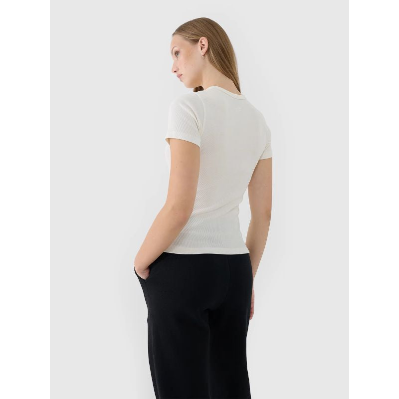 Women's slim ribbed t-shirt 4F 4FWSS25TTSHF1968-11S *Kategoria tymczasowa Your Sports Performance