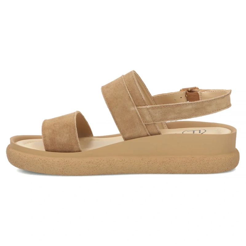 Women's leather wedge sandals camel Filippo DS7746