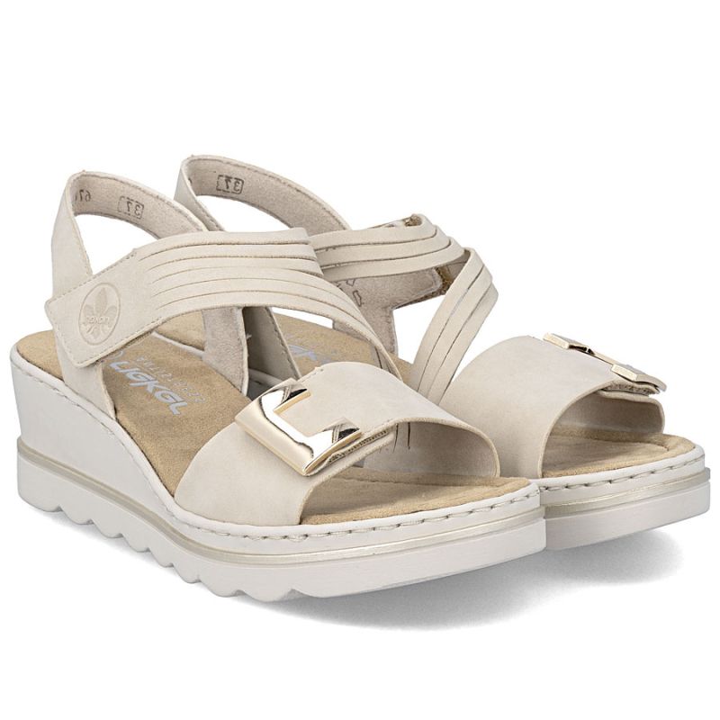 Women's beige wedge sandals Rieker 67410-62 Rieker