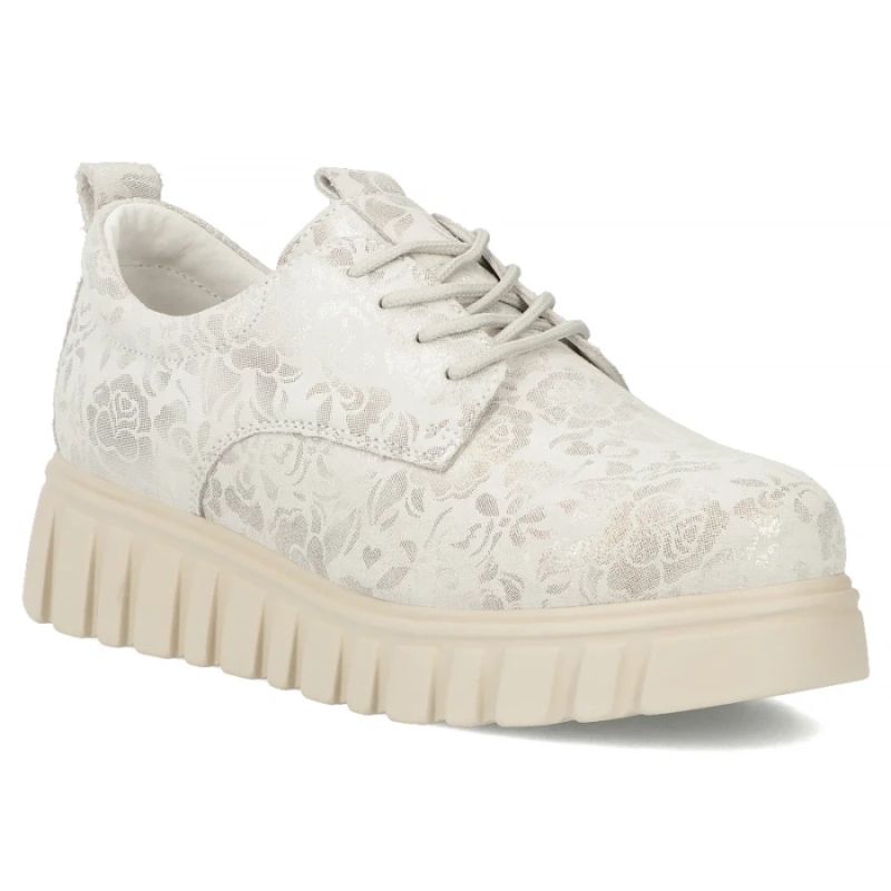 Filippo Silver Floral Leather Platform Shoes DP6846 Filippo