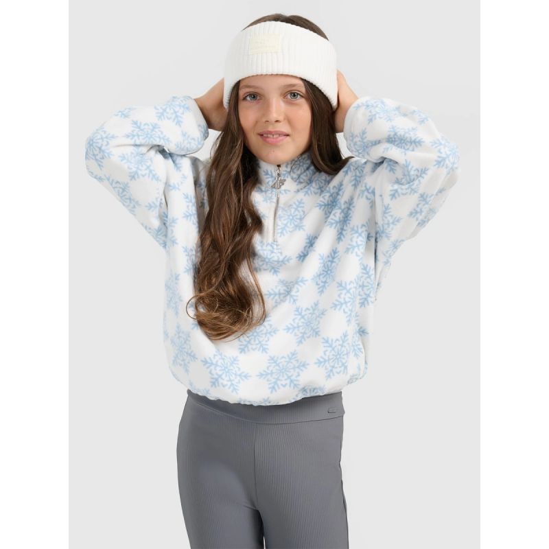 4FWarm oversize fleece with print for girls 4F 4FJRAW25TFLEF440-90A *Kategoria tymczasowa Your Sports Performance