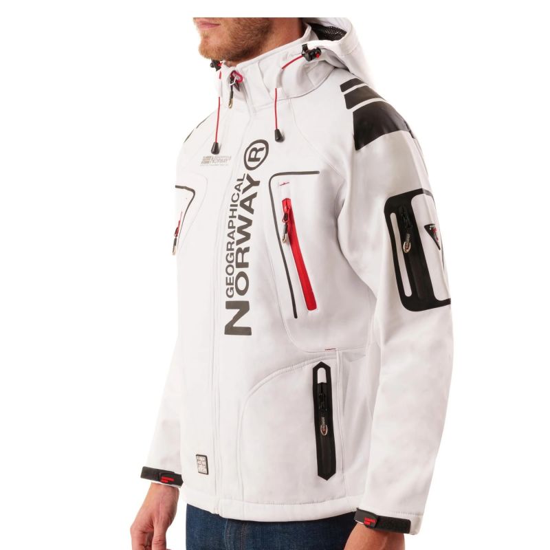 Geographical Norway Techno MEN 056 BS3 men's sports jacket, quick-drying, with hood, white (WU1060H/GN) In preparation Your Sports Performance