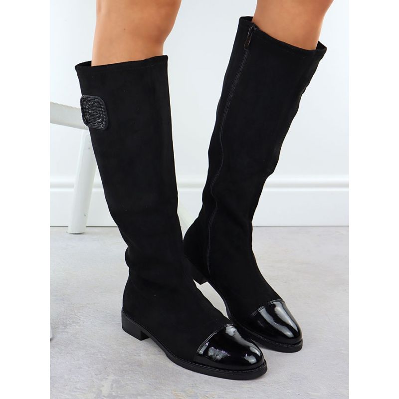 Women's patent suede boots, black, M.Daszyński MR2251-19 Footwear Your Sports Performance