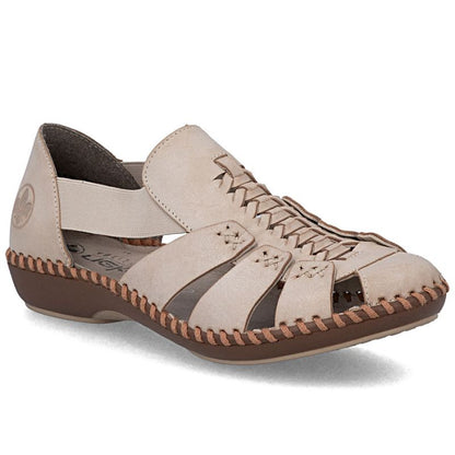 Beige women's leather sandals Rieker M1679-60 Rieker