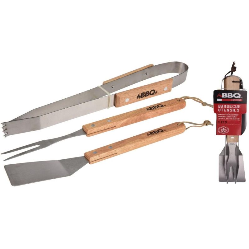 3-in-1 BBQ Utensil Set with Wooden Handle Home and Garden/Garden Your Sports Performance
