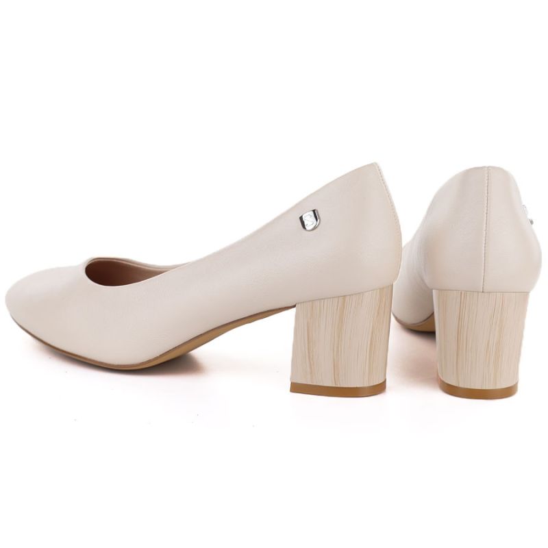 Beige Sergio Leone PB404 women's pumps with a block heel LEONE