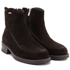 Women's leather ankle boots with stitching, chocolate Big Star