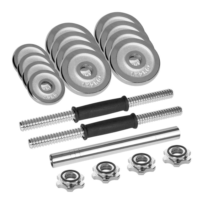 REBEL ACTIVE ADJUSTABLE CHROME DUMBBELLS IN CASE WITH BAR, 15 KG SET To be categorized Your Sports Performance