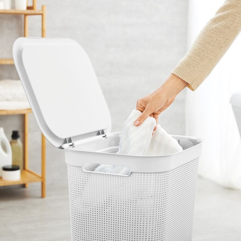 ROTHO Laundry basket 50L BRISEN white Dla zwierząt/Miski, pojemniki i poidełka (uniwersalne) Your Sports Performance