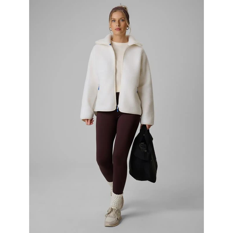 Women's loose sherpa fleece with stand-up collar 4F 4FWAW26TFLEF463-11S