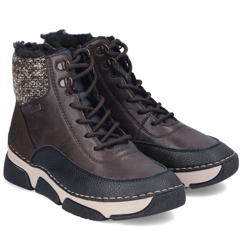Waterproof Women’s Brown Platform Ankle Boots Rieker 45956-25