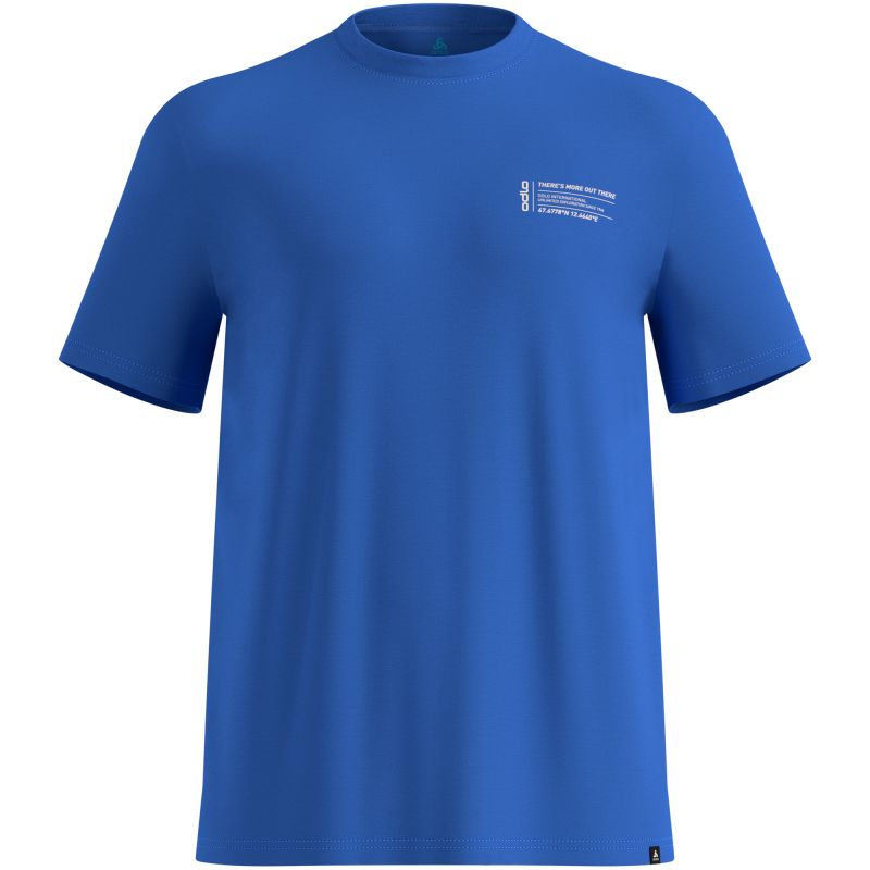 ODLO Men’s Short-Sleeve T-Shirt Crew Neck S/S COTTON BLEND UNLIMITED blue