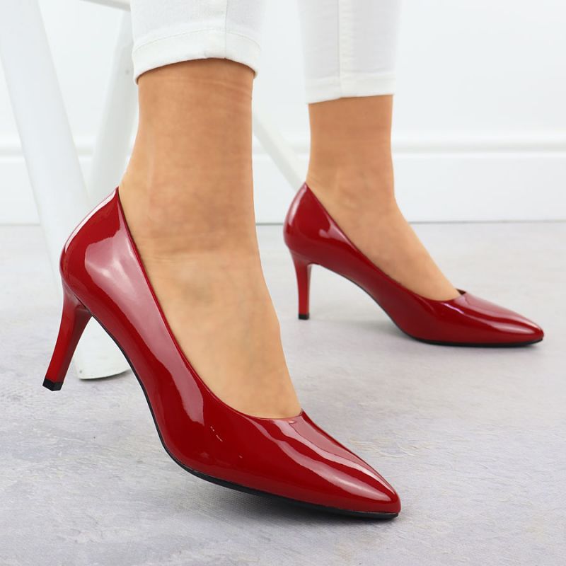 Women's patent leather pumps, red, Sergio Leone 1336 Footwear Your Sports Performance