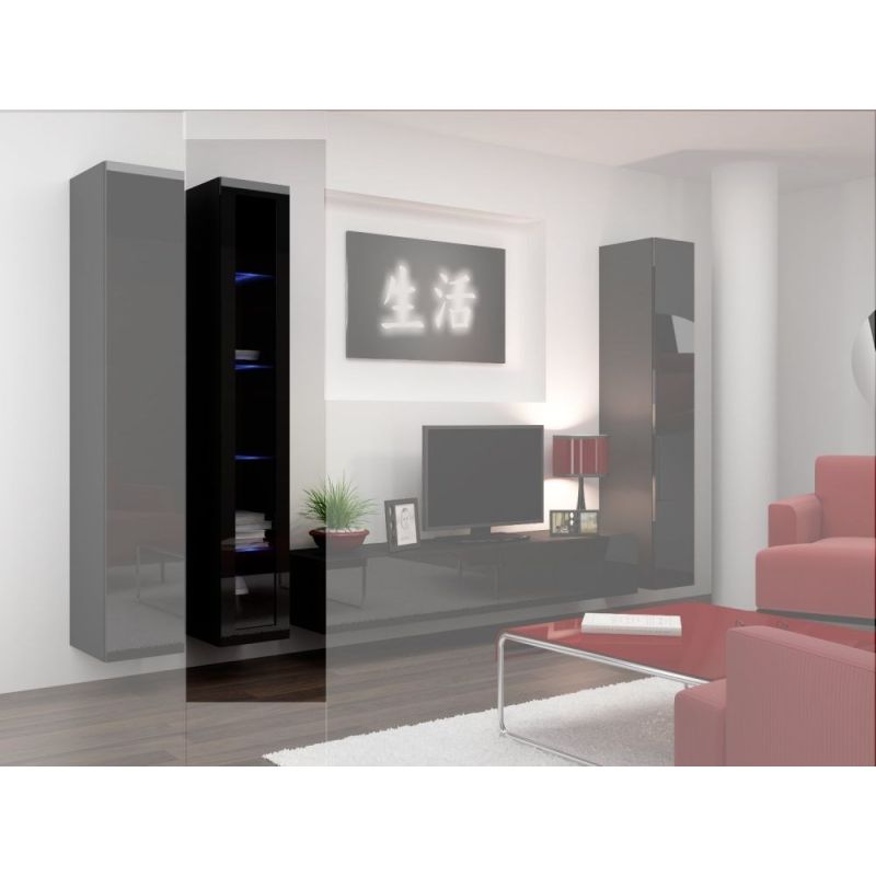 VIGO glass display cabinet '180' 180/40/30 black/black polished Bufety i witryny/Bufety i witryny na drewnianej podstawie Your Sports Performance