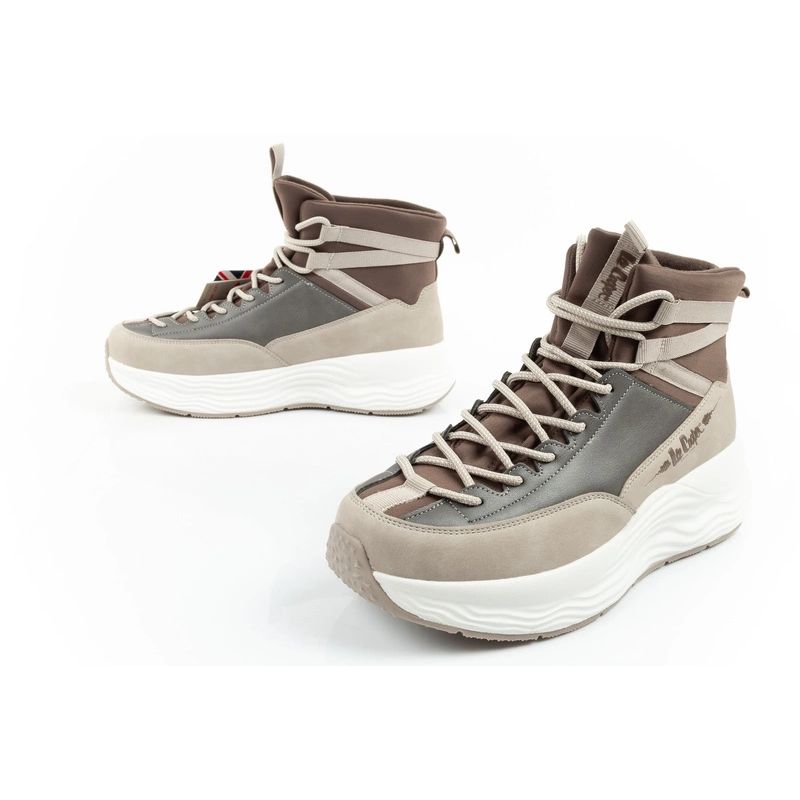 Lee Cooper women's sports sneakers, fashionable, comfortable, over-the-ankle, beige In preparation Your Sports Performance