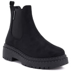 Women's suede ankle boots on the platform, black Big Star UU274858