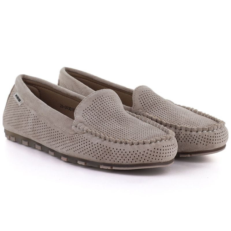 Women's moccasins, suede shoes, khaki, Potocki 09301 Potocki