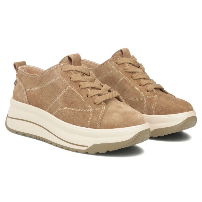 Beige leather platform sneakers Filippo DP7959