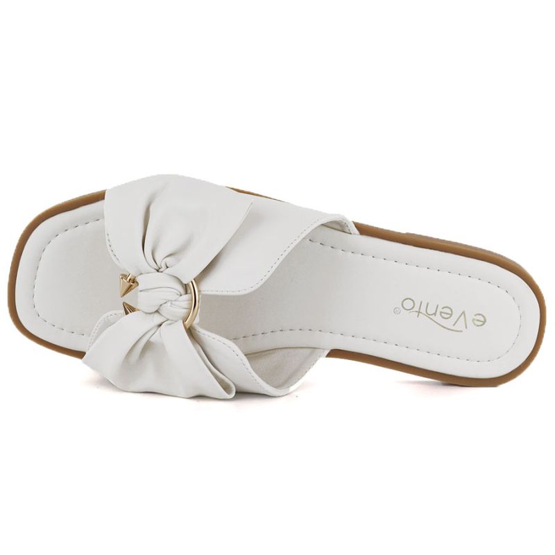 Women's flat slippers with bow white eVento 5479 eVento