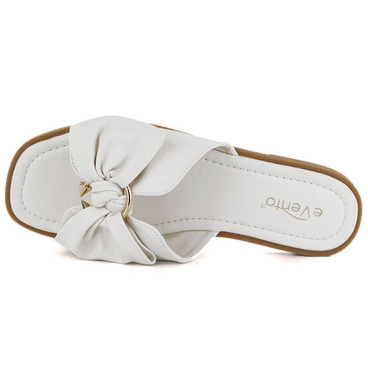 Women's flat slippers with bow white eVento 5479 eVento