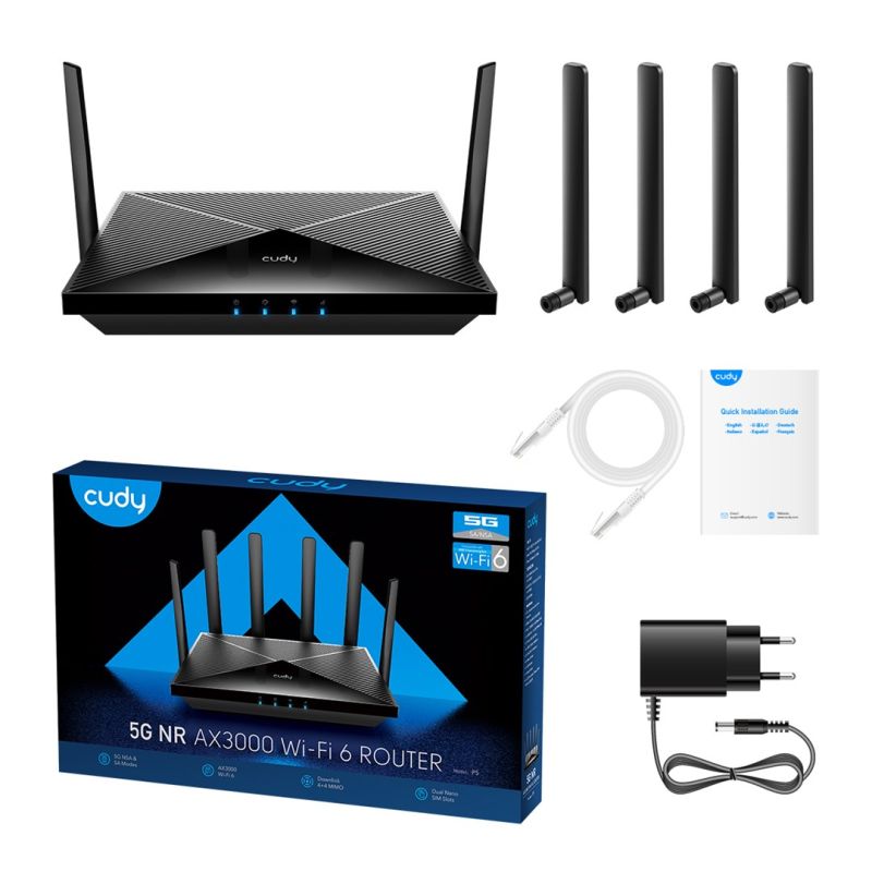 CUDY P5_EU LAN Gigabit AX3000 WiFi 6 Mesh 5G Dual SIM Router Komunikacja i łączność/Routery 3G/4G/5G Your Sports Performance