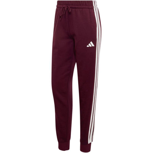 Women's adidas Essentials 3-Stripes Fleece Slim Burgundy Pants KF8321