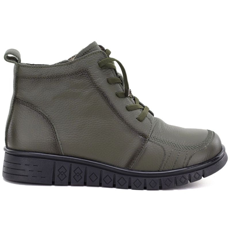 Comfortable Khaki Leather Ankle Boots for Women T.Sokolski OL67-1